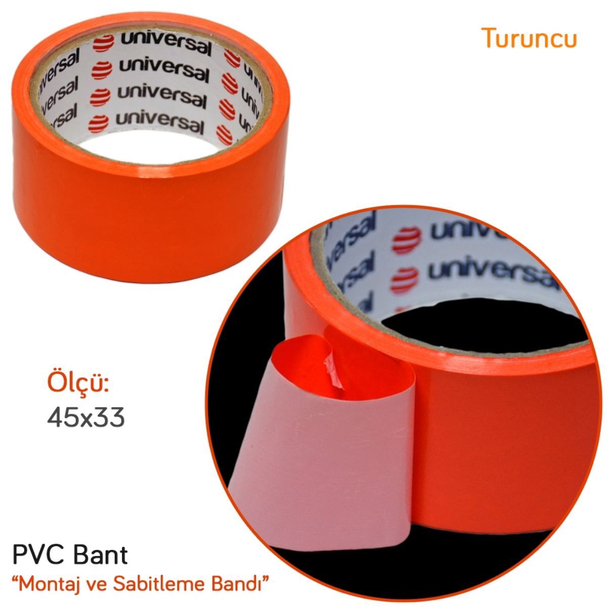 PVC Bant | NYF Üniversal Montaj Sabitleme PVC Bant Turuncu 45x33 U0305 | 340-20-00001 |  | 