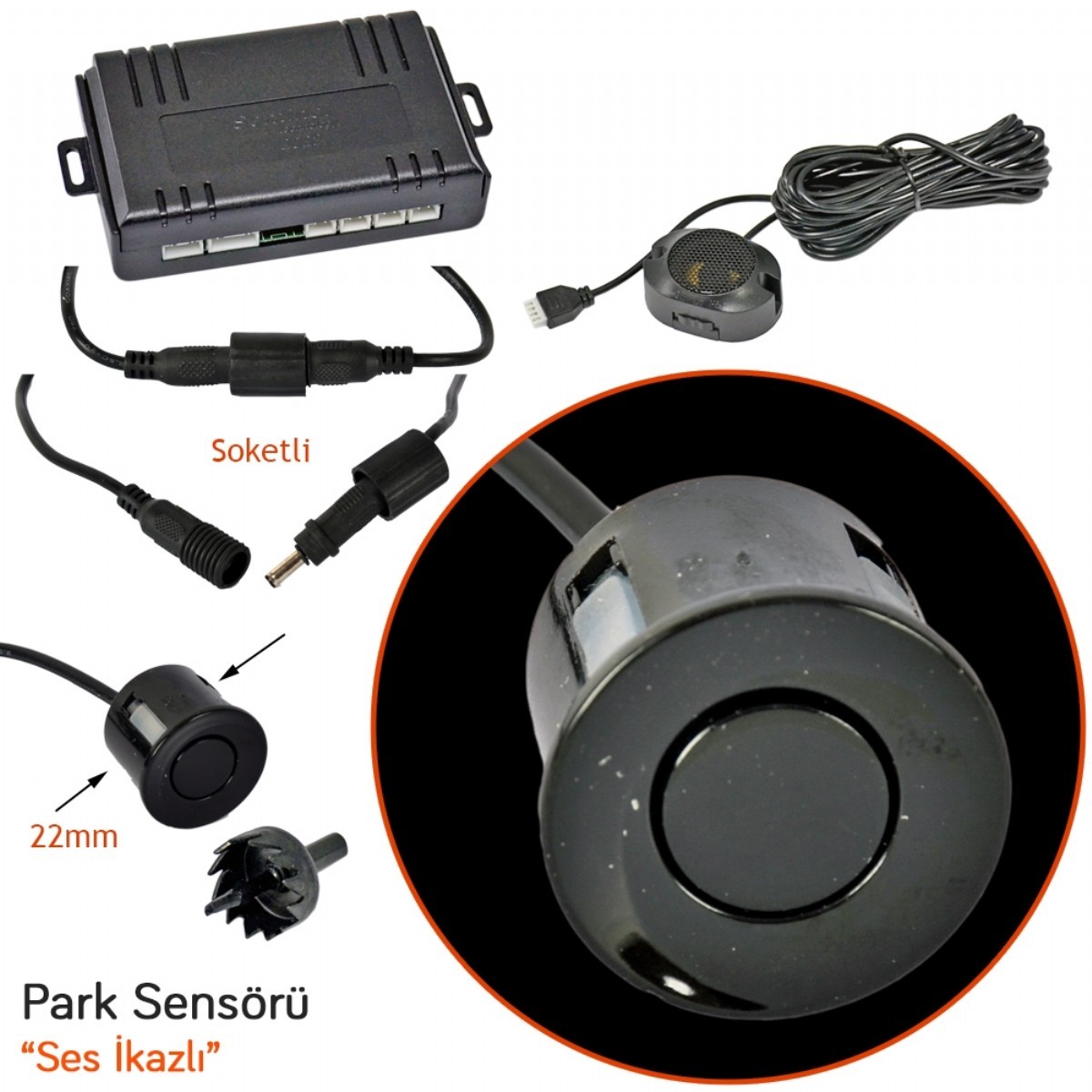 Park Sensörü | Sentinel Park Sensörü Ses İkazlı Siyah 22 mm SP-B3-S | 210-45-00040 |  | 