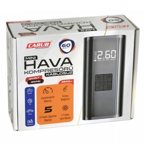 Carub Hava Kompresörü Şarjlı Kablosuz Dijital 12V 60W 120PSI 3600mAh Usb/Type C BR2491330